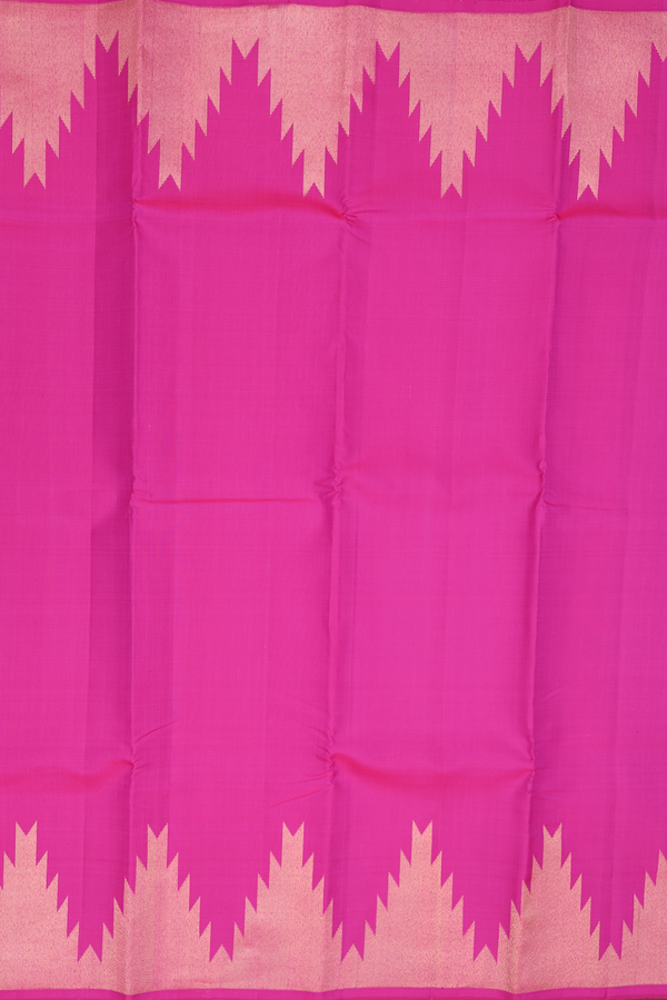 Kanchipuram Silk Saree In Plain Magenta With Temple Border
