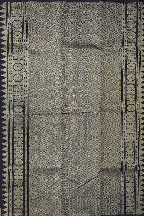Kanchipuram Silk Saree In Black With Temple Border