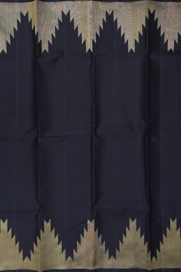 Kanchipuram Silk Saree In Black With Temple Border