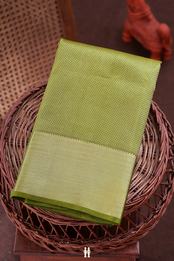 Kanchipuram Silk Saree In Olive Green With Brocade Design