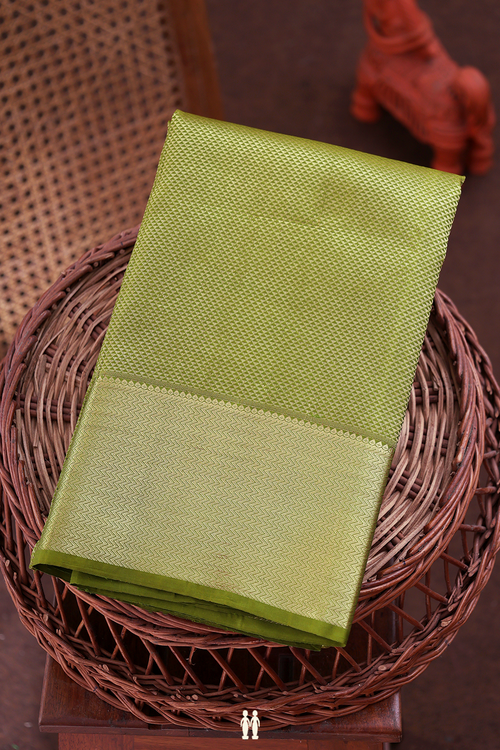 Kanchipuram Silk Saree In Olive Green With Brocade Design