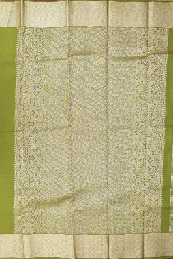 Kanchipuram Silk Saree In Olive Green With Brocade Design