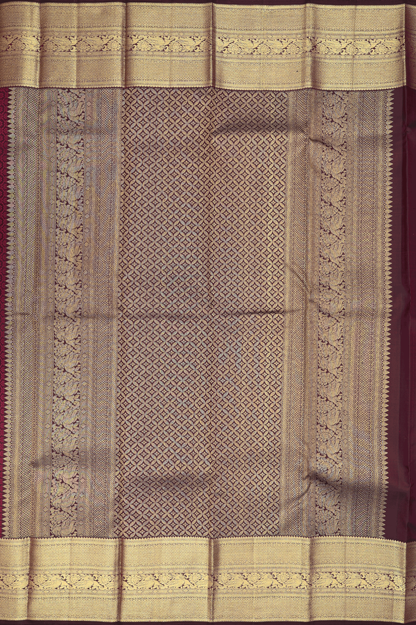 Kanchipuram Silk Saree In Maroon With Jacquard Pattern