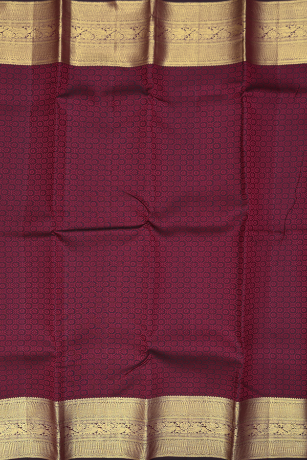 Kanchipuram Silk Saree In Maroon With Jacquard Pattern