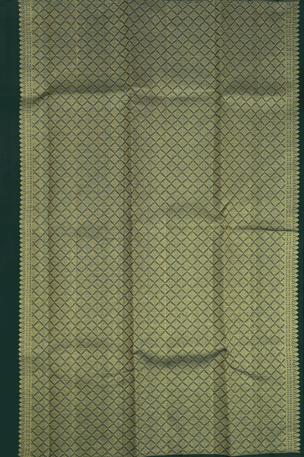 Kanchipuram Silk Saree In Forest Green With Mandala Design