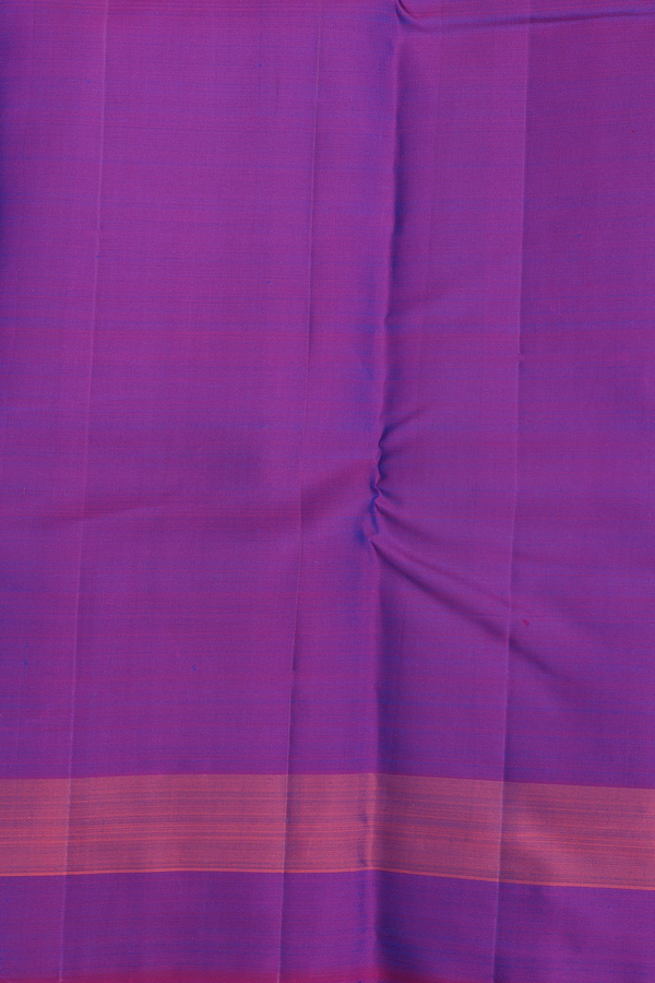 Kanchipuram Silk Saree In Cobalt Blue With Stripes Design