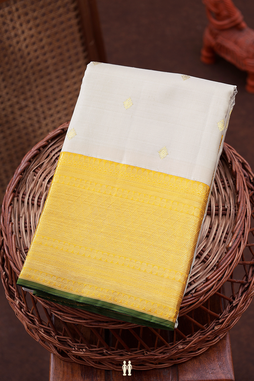 Kanchipuram Silk Saree In Royal Beige With Zari Buttas