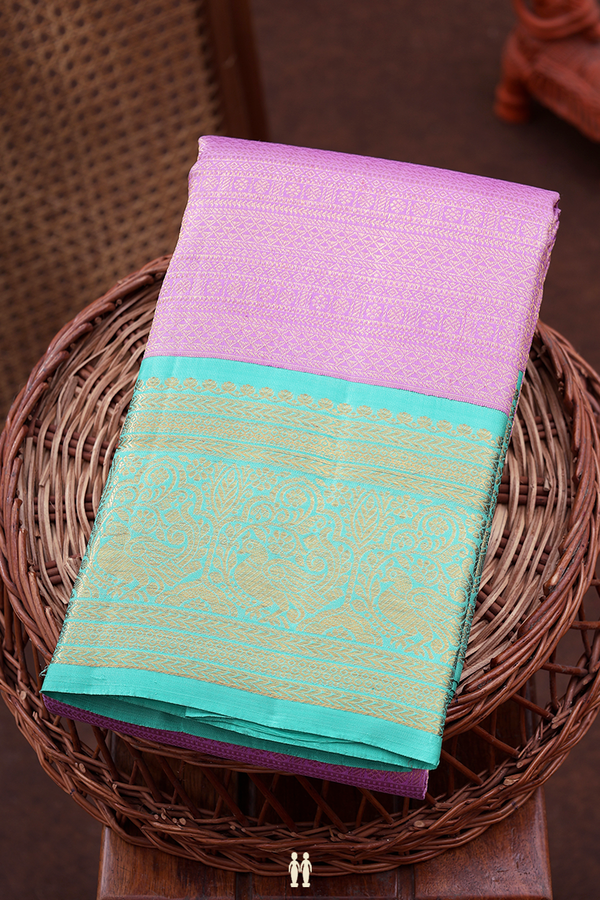 Kanchipuram Silk Saree In Lilac With Brocade Design