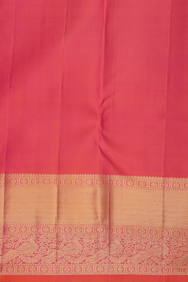 Kanchipuram Silk Saree In Saffron Yellow With Brocade Design