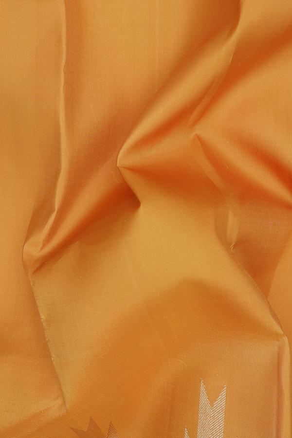 Kanchipuram Silk Saree In Plain Yellow With Temple Border