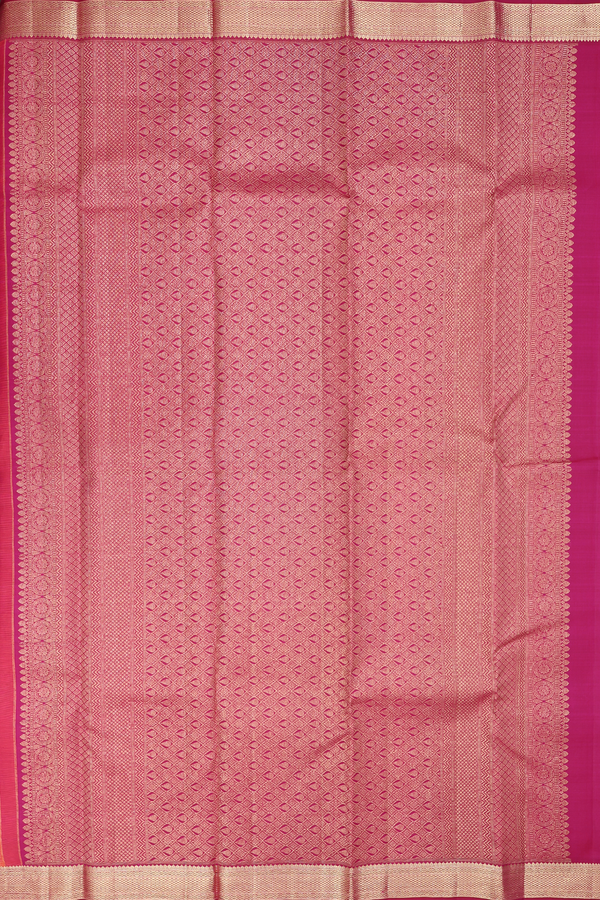 Kanchipuram Silk Saree In Coral Orange With Stripes Design