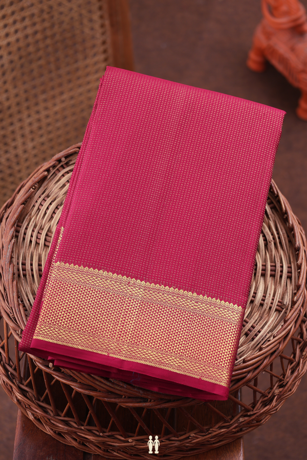 Kanchipuram Silk Saree In Dark Pink With Stripes Design