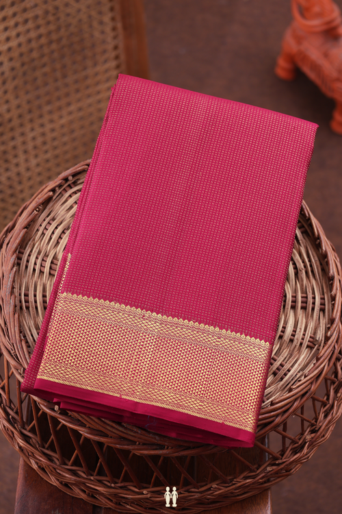 Kanchipuram Silk Saree In Dark Pink With Stripes Design