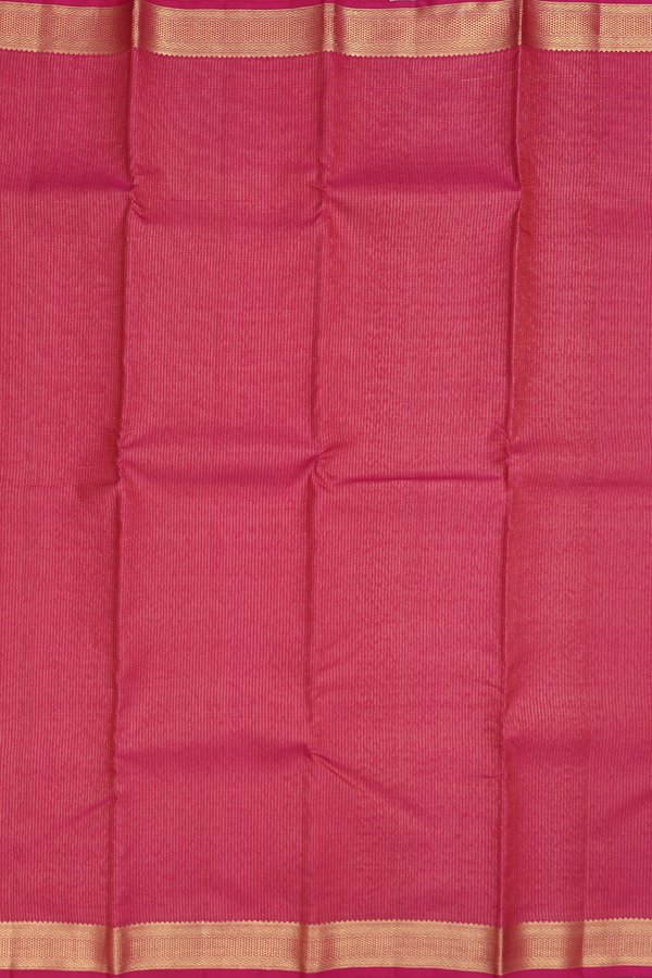 Kanchipuram Silk Saree In Dark Pink With Stripes Design