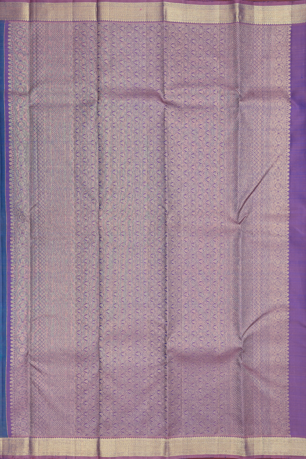 Kanchipuram Silk Saree In Teal Blue With Stripes Design