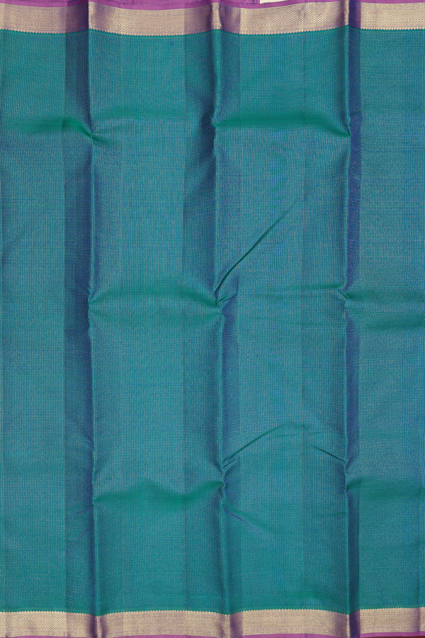 Kanchipuram Silk Saree In Teal Blue With Stripes Design
