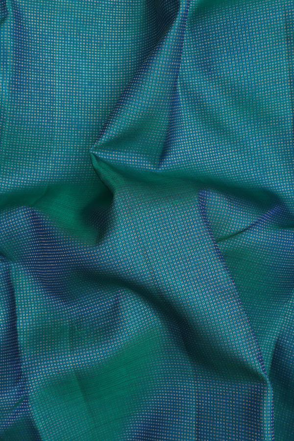 Kanchipuram Silk Saree In Teal Blue With Stripes Design