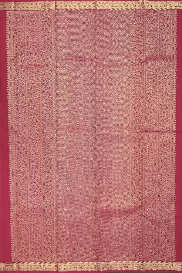 Kanchipuram Silk Saree In Crimson Red With Circle Motifs