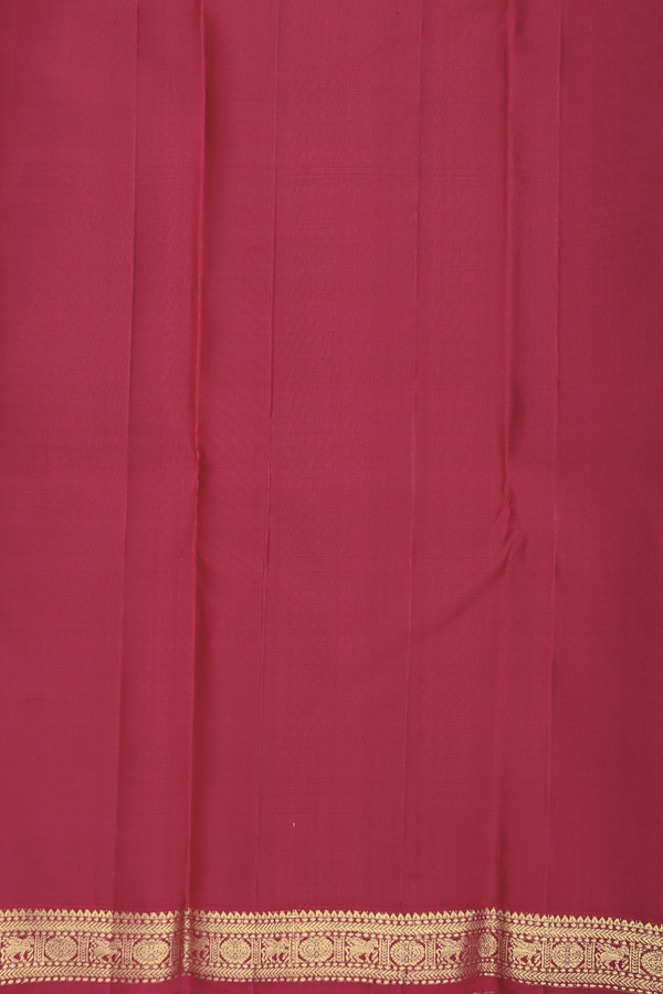 Kanchipuram Silk Saree In Crimson Red With Circle Motifs