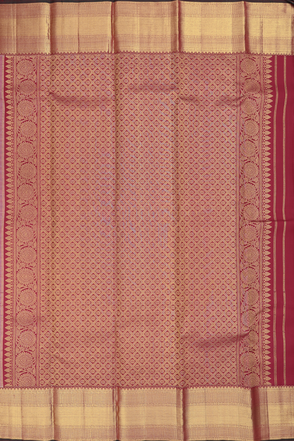 Kanchipuram Silk Saree In White With Floral Buttas
