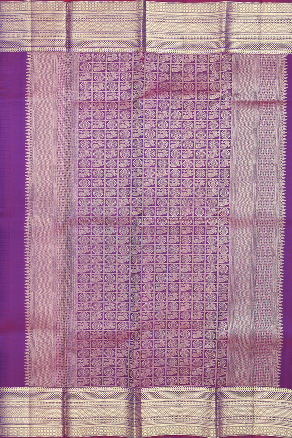 Kanchipuram Silk Saree In Purple With Checks Design