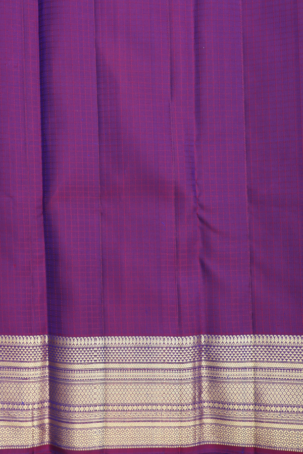 Kanchipuram Silk Saree In Purple With Checks Design