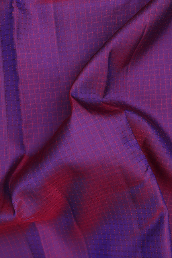 Kanchipuram Silk Saree In Purple With Checks Design