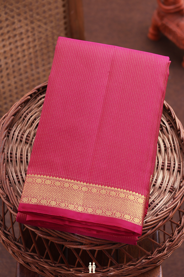 Kanchipuram Silk Saree In Rani Pink With Stripes Design