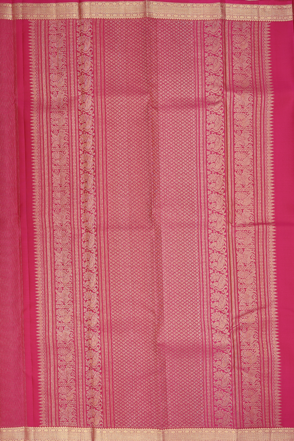 Kanchipuram Silk Saree In Rani Pink With Stripes Design