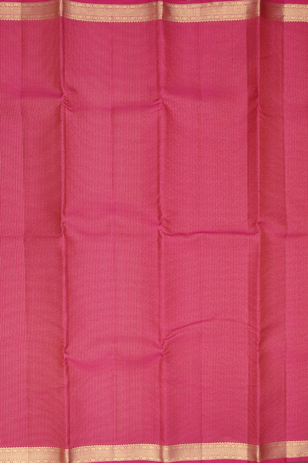Kanchipuram Silk Saree In Rani Pink With Stripes Design