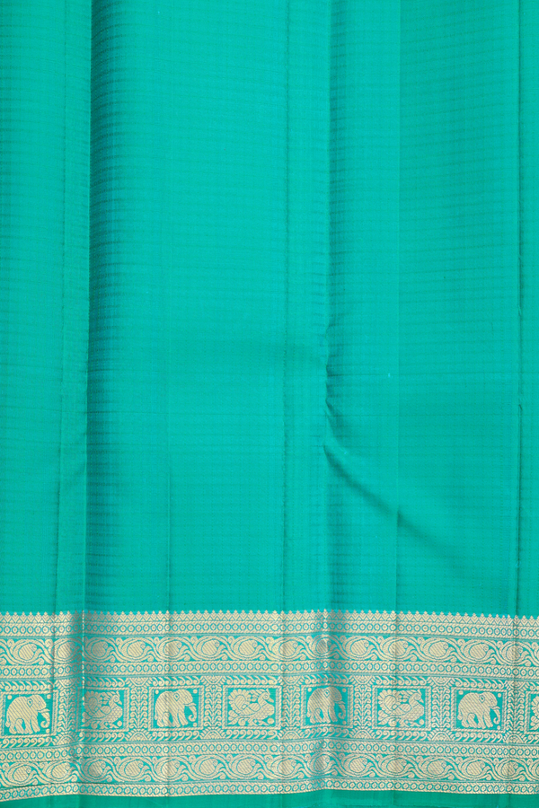 Kanchipuram Silk Saree In Sea Green With Checks Design