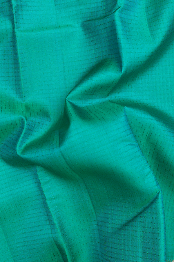 Kanchipuram Silk Saree In Sea Green With Checks Design