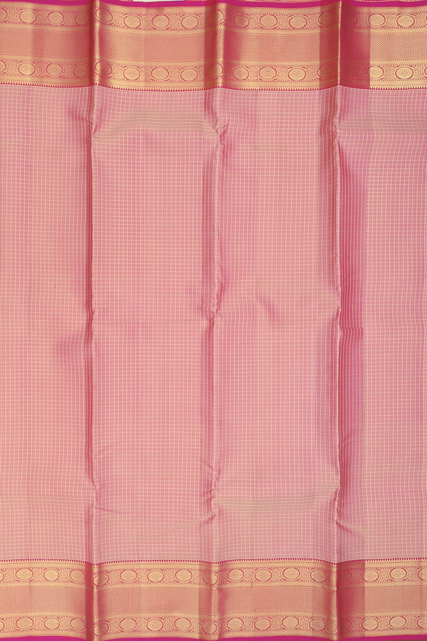 Kanchipuram Silk Saree In Dusty Rose With Checks Design