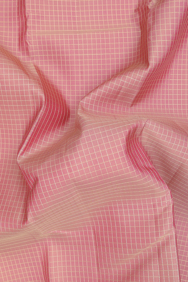 Kanchipuram Silk Saree In Dusty Rose With Checks Design