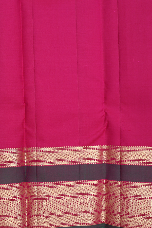 Kanchipuram Silk Saree In Orange With Checks Design