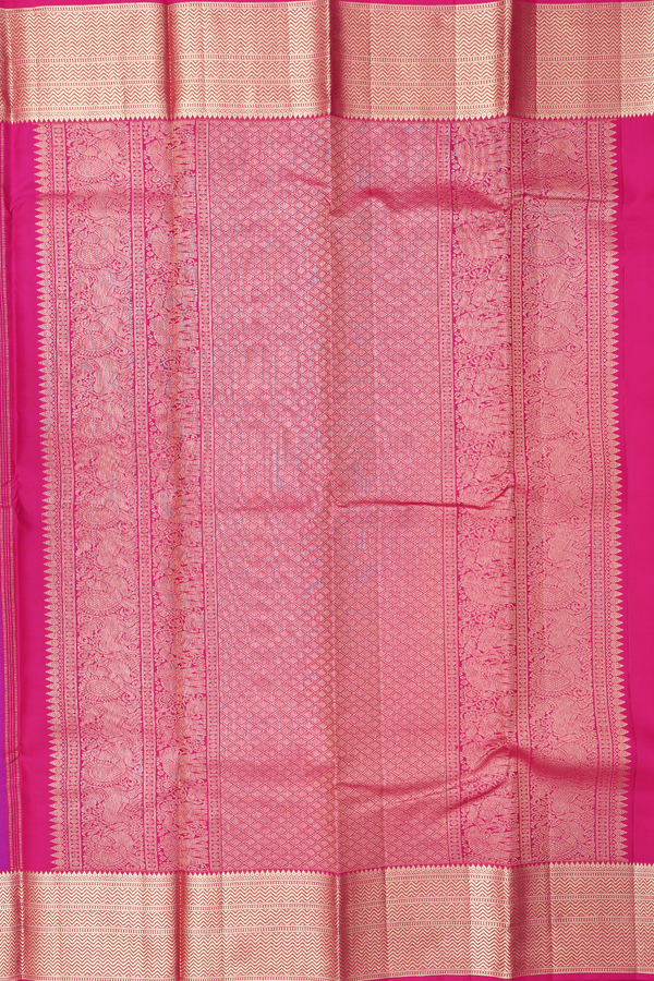 Kanchipuram Silk Saree In Purple Along Stripes With Buttas