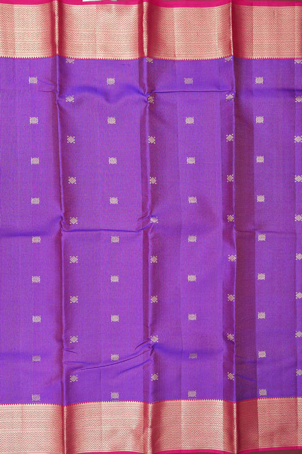 Kanchipuram Silk Saree In Purple Along Stripes With Buttas
