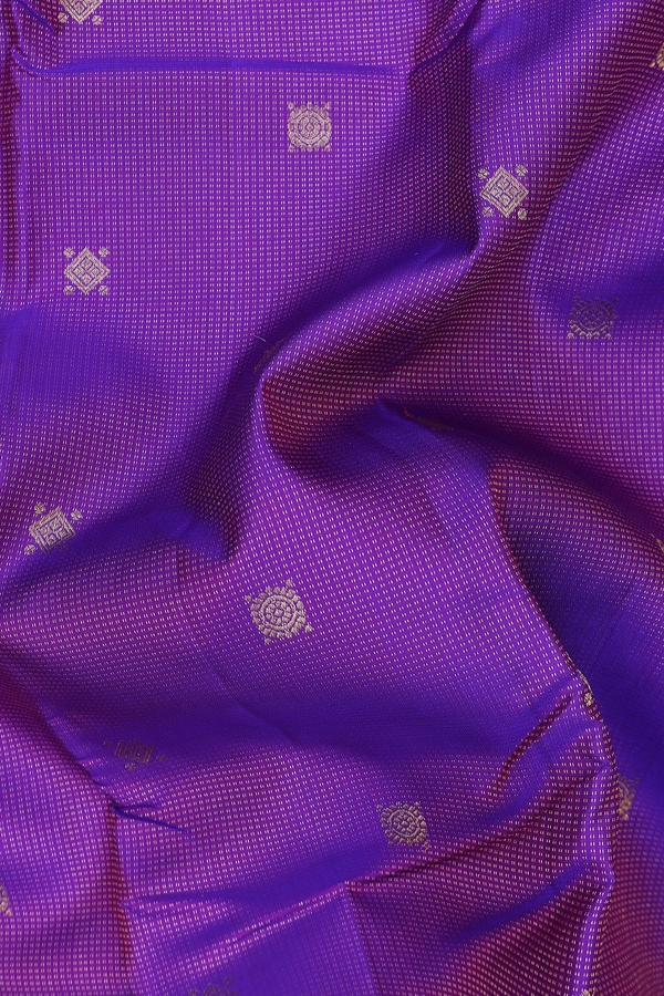 Kanchipuram Silk Saree In Purple Along Stripes With Buttas