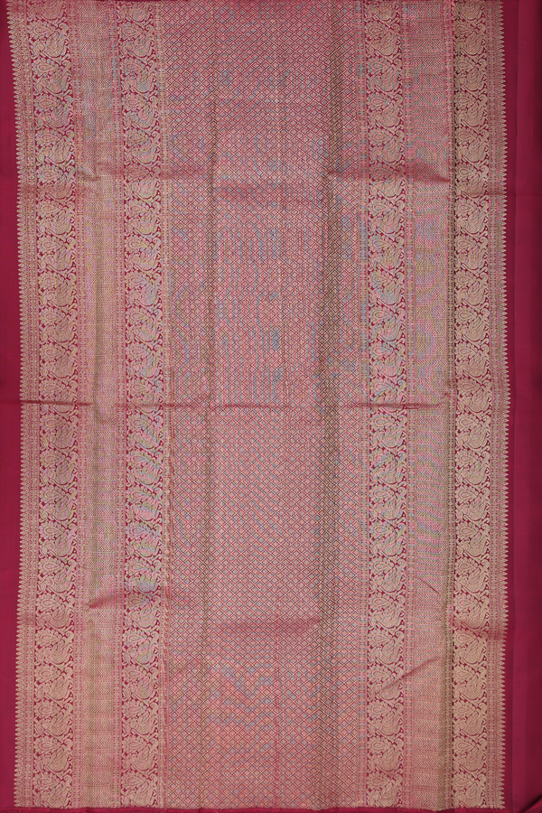 Kanchipuram Silk Saree In Plain Red With Temple Border