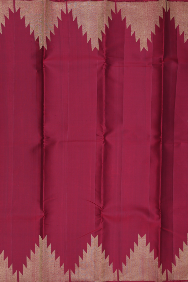 Kanchipuram Silk Saree In Plain Red With Temple Border