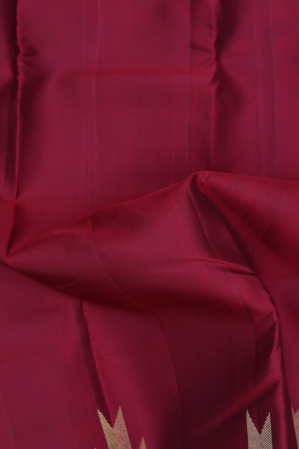 Kanchipuram Silk Saree In Plain Red With Temple Border