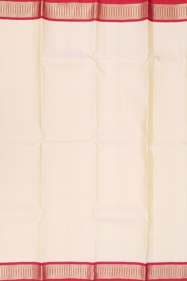 Kanchipuram Silk Saree In Cream Color With Contrast Border