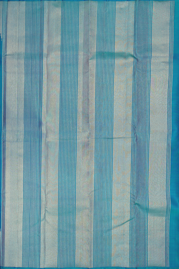 Kanchipuram Silk Saree In Teal Blue With Malli Moggu Buttas