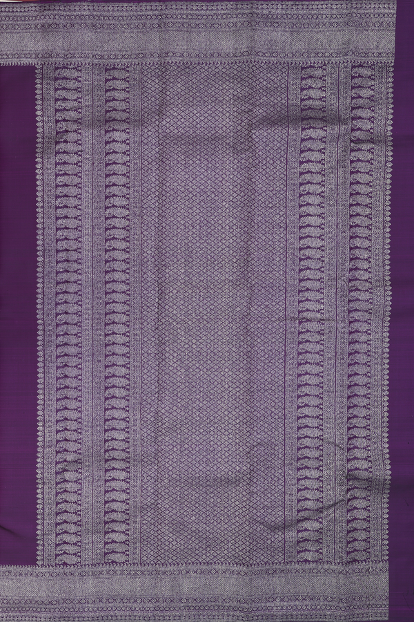 Kanchipuram Silk Saree In Deep Purple With Zari Border