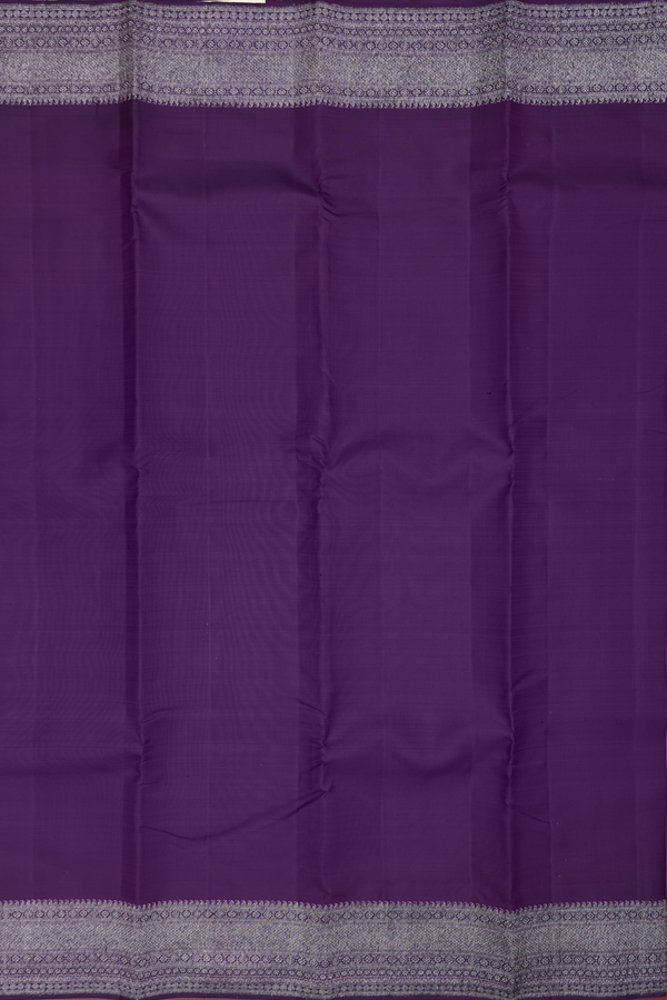 Kanchipuram Silk Saree In Deep Purple With Zari Border
