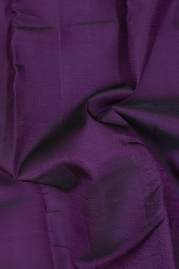 Kanchipuram Silk Saree In Deep Purple With Zari Border