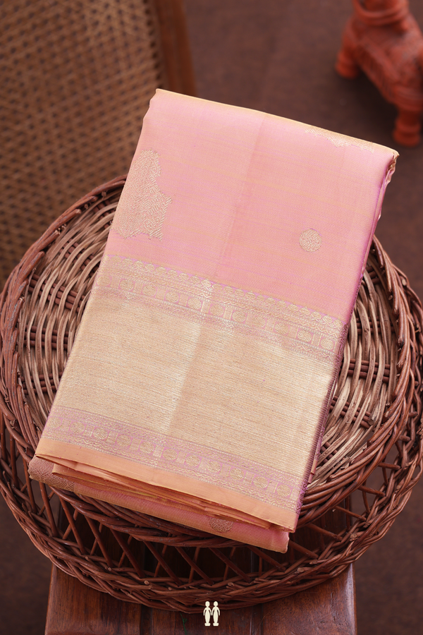 Kanchipuram Silk Saree In Pink With Zari Motifs