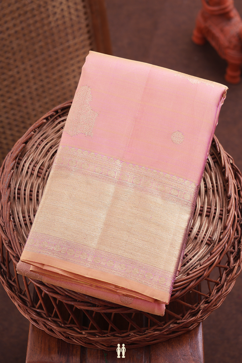 Kanchipuram Silk Saree In Pink With Zari Motifs