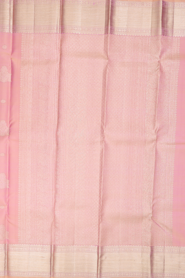 Kanchipuram Silk Saree In Pink With Zari Motifs