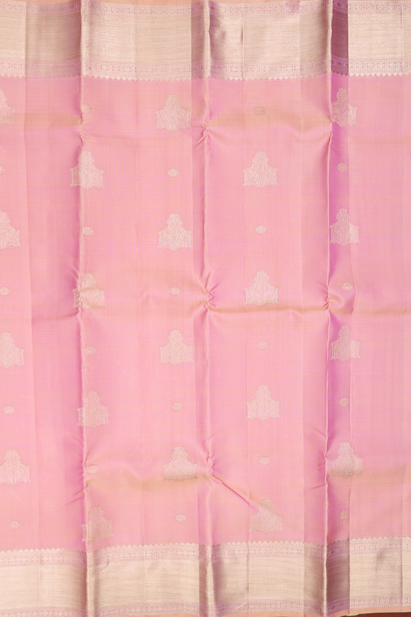 Kanchipuram Silk Saree In Pink With Zari Motifs
